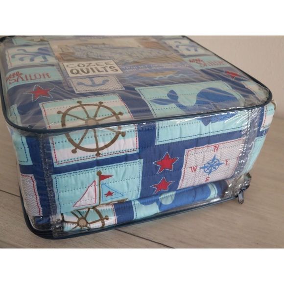 Cozee Quilts Little Sailor TWIN Quilt & Shams Set Beach Ocean Boat Whale $100 - Picture 8 of 8